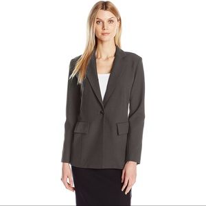 Ellen Tracy Charcoal ET Fitted Boyfriend Single Button Front Pockets Blazer